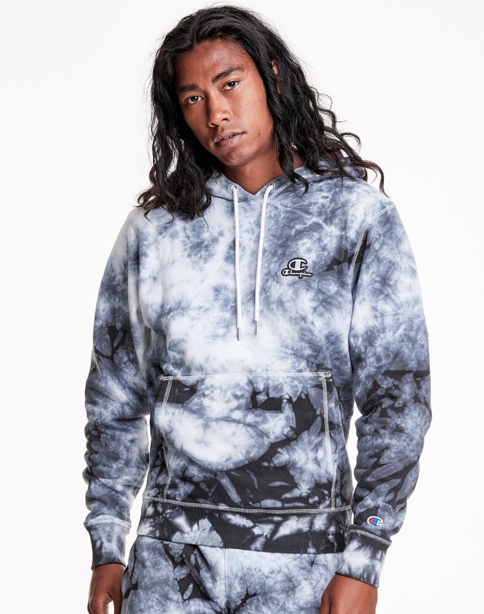 Sudadera Con Capucha Champion Hombre - Galaxy Dye Embroidered C & Script Applique ( Blancas/Negras )